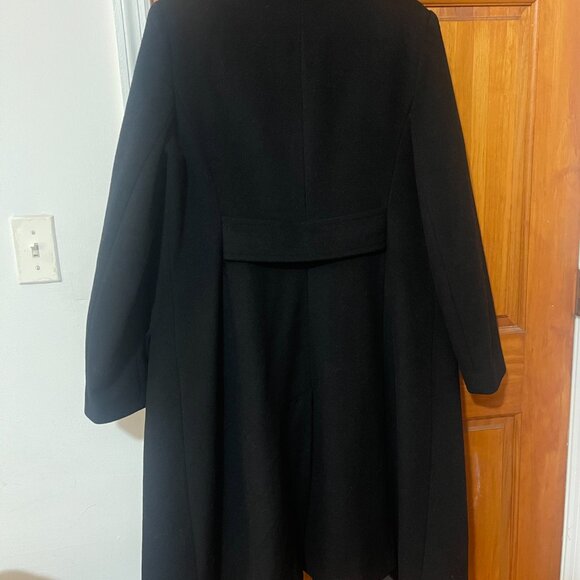 MICHAEL KORS BLACK DOUBLE BREASTED WOOL BLEND NOTCH COLLAR COAT - Picture 5 of 6